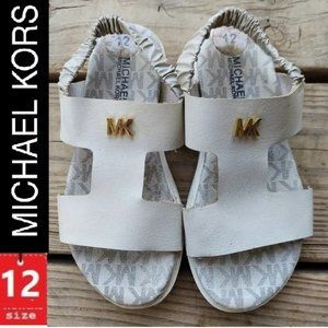 ☂️3/$30 -MK girls sandals,  size 12, white with gold